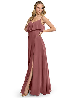 Azazie Jean Robes de demoiselle d'honneur Robe Trapèze Convertible en Mousseline de soie Améthyste image3