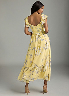Azazie Anaya Brautjungfernkleider Eine Linie Herzausschnitt Chiffon Kleid Zitronensorbet New Day Floral image2