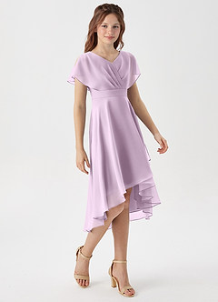 Azazie Graciela Junior Frosted Lilac A-Line Pleated Chiffon Dress image5