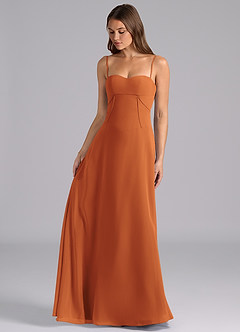 Azazie Valentine Bridesmaid Dresses Cinnamon A-Line Corset Chiffon Dress image3