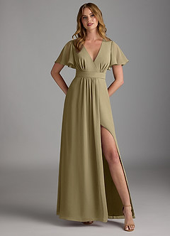 Azazie Zaniah Bridesmaid Dresses Moss Green A-Line Chiffon Dress image1