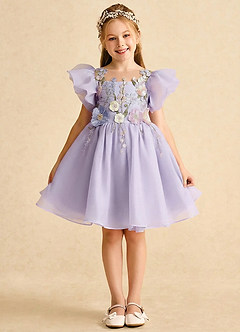 Azazie Camille Flower Girl Klänningar Klä A-Line i Spets med ärmar image3