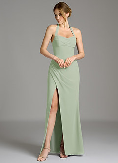 Azazie Serenity Brautjungfernkleider Meerjungfrau-Linie Herzausschnitt Chiffon Kleid Staubiger Salbeigrün image4