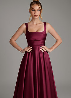 Azazie Azaria Bridesmaid Dresses Burgundy A-Line Corset Stretch Satin Dress image6