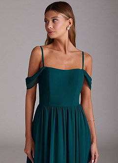 Azazie Calianna Bridesmaid Dresses Pine A-Line Off the Shoulder Chiffon Convertible Dress image7