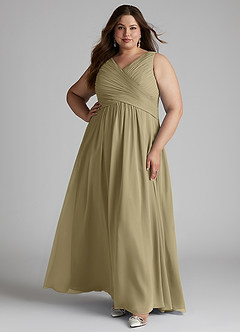 Azazie Flora Bridesmaid Dresses Moss Green A-Line Pleated Chiffon Dress image10