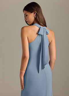 Azazie Doretta Bridesmaid Dresses Dusty Blue Mermaid Pleated Chiffon Dress image2