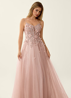 Briseis Pink Lace Corset Lace Up Back Tulle Prom Dress image6