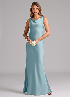 Azazie Allettie Bridesmaid Dresses Moody Blue Mermaid Stretch Satin Dress image3