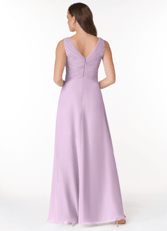 Azazie Flora Robes de demoiselle d'honneur Robe Trapèze en Mousseline de soie Plissée Frostiges Flieder image2