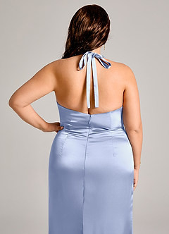 Azazie Valerie Jurken voor bruidsmeisjes Jurk van Stretch Satijn met Zeemeermin Geplooid Ijs image8