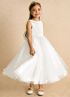 Azazie Angel vestidos de niña de las flores Vestido de Marfil de Tul de Princesa con Lazo image2