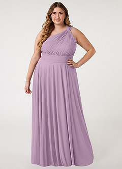 Azazie Charlize Bridesmaid Dresses Wisteria A-Line One Shoulder Mesh Dress image6