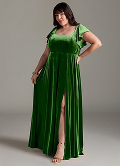 Azazie Bondi Bridesmaid Dresses Ivy A-Line Side Slit Velvet Dress image10
