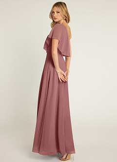 Azazie Lizzy Bridesmaid Dresses Desert Rose A-Line One Shoulder Chiffon Dress image6
