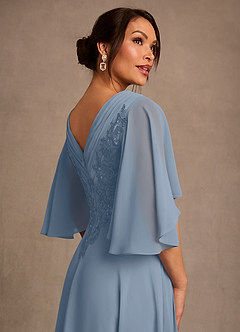 Azazie Tilda Mother of the Bride Dresses Dusty Blue A-Line Lace Chiffon Dress image4