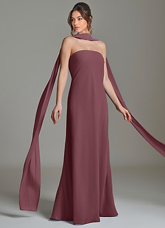 Azazie Ilana Bridesmaid Dresses Sangria A-Line Strapless Chiffon Dress image5