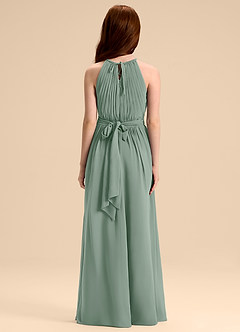 Azazie Malone Junior A-Linie Plissee Chiffon Kleid Silberner Salbei image2