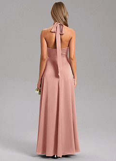 Azazie Tracie Bridesmaid Dresses Rosette A-Line Side Slit Stretch Satin Dress image2