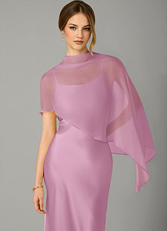 Azazie Jaleesa Robes de demoiselle d'honneur Robe Trapèze en Satin extensible Col haut Rose Bonbon image2