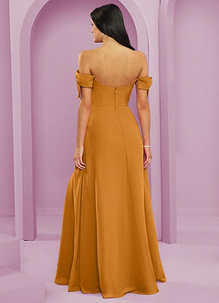 Barbie ♥ Azazie Bridesmaid Dresses Butterscotch A-Line Off the Shoulder Chiffon Convertible Dress image2