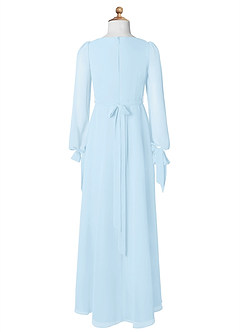 Azazie Leonia Junior Abito A-Line in Chiffon Con Tasche Azzurro image8