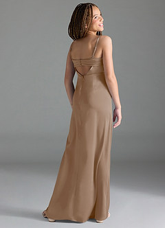 Azazie Leonis Junior Linia A Pofałdowany Satyna elastyczna Długość podłogi Młodsza druhna Sukienka image5