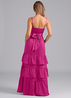 Azazie Nathalia Bridesmaid Dresses Fuchsia A-Line Pleated Stretch Satin Dress image6