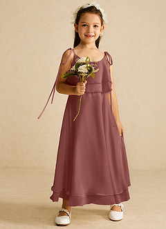 Azazie Temi Flower Girl Dresses Amethyst A-Line Spaghetti Strap Chiffon Dress image2
