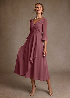 Azazie Aerynne Mother of the Bride Dresses Desert Rose A-Line Pleated Chiffon Dress image3