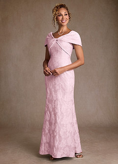 Azazie Amallia Abiti per la Madre della Sposa Abito Sirena in Jacquard Floreale a Spalla Scoperta Jacquard Viola image3