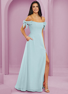 Barbie ♥ Azazie Bridesmaid Dresses Mist A-Line Off the Shoulder Chiffon Convertible Dress image4