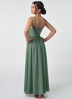 Azazie Keyla Junior Eucalyptus A-Line Pleated Chiffon Dress image4