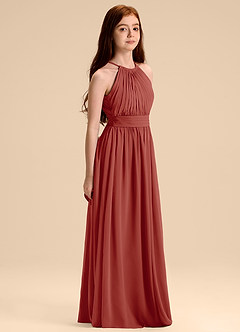Azazie Malone Junior Terracotta A-Line Pleated Chiffon Dress image5