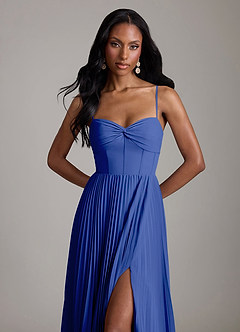 Azazie Akiko Bridesmaid Dresses Royal Blue A-Line Sweetheart Neckline Chiffon Dress image2