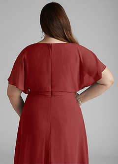 Azazie Aaliyah Modest Bridesmaid Dresses A-Line Scoop Pleated Chiffon Floor-Length Dress image10