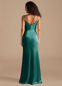 Azazie Deandra Robes de demoiselle d'honneur Robe Sirène en Satiné métallisé Plissée Vert Pin image5