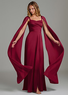 Azazie Niveah Bridesmaid Dresses Burgundy A-Line Strapless Stretch Satin Convertible Dress image1