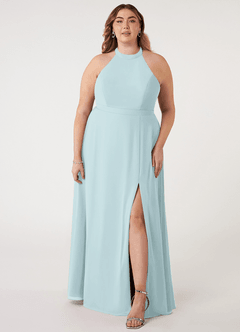 Azazie Clarice Bridesmaid Dresses Mist A-Line Halter Chiffon Dress image8