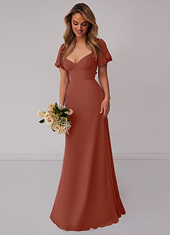 Barbie ♥ Azazie Bridesmaid Dresses Auburn A-Line Pleated Chiffon Dress image6