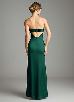 Azazie Leonis Bridesmaid Dresses Emerald Mermaid Pleated Stretch Satin Convertible Dress image2