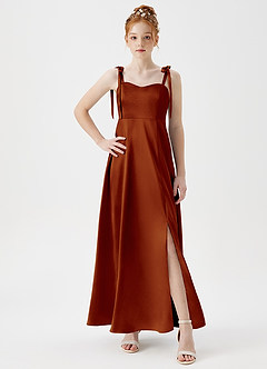 Azazie Rosey Junior Auburn A-Line Sweetheart Neckline Metallic Satin Dress image5