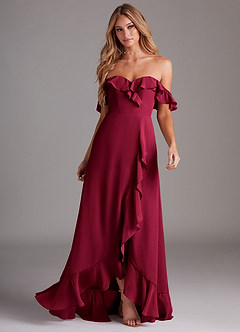 Azazie Lyra Bridesmaid Dresses Burgundy A-Line Chiffon Convertible Dress image11