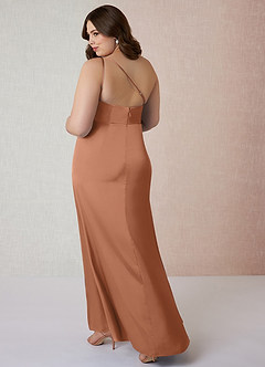 Azazie Mika Brautjungfernkleider Etui One-Shoulder Stretch-Satin Kleid Bronzer image11