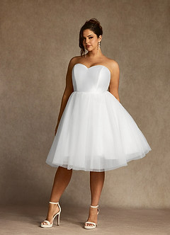 Azazie Gelsey Wedding Dresses Diamond White A-Line Sweetheart Neckline Tulle Dress image9