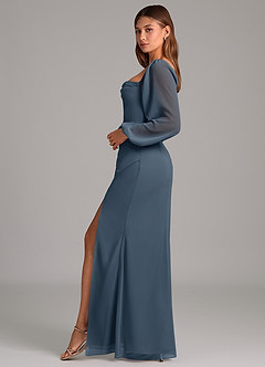 Azazie Brixley Bridesmaid Dresses Neptune Mermaid Long Sleeve Chiffon Dress image3