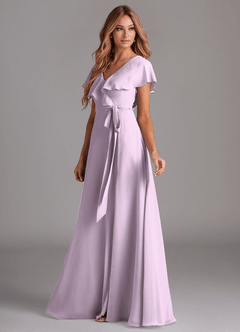 Azazie Lainey Bridesmaid Dresses Frosted Lilac A-Line with Pockets Chiffon Dress image5