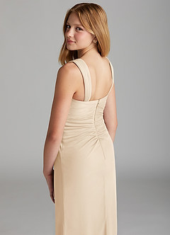 Azazie Jesaphine Junior Champagne Sheath Pleated Mesh Dress image6
