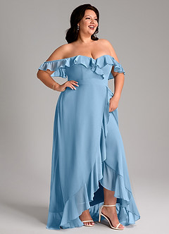 Azazie Lyra Bridesmaid Dresses Steel Blue A-Line Chiffon Convertible Dress image14