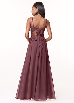 Azazie Zeya Bridesmaid Dresses Sangria A-Line V-Neck Pleated Chiffon Dress image3